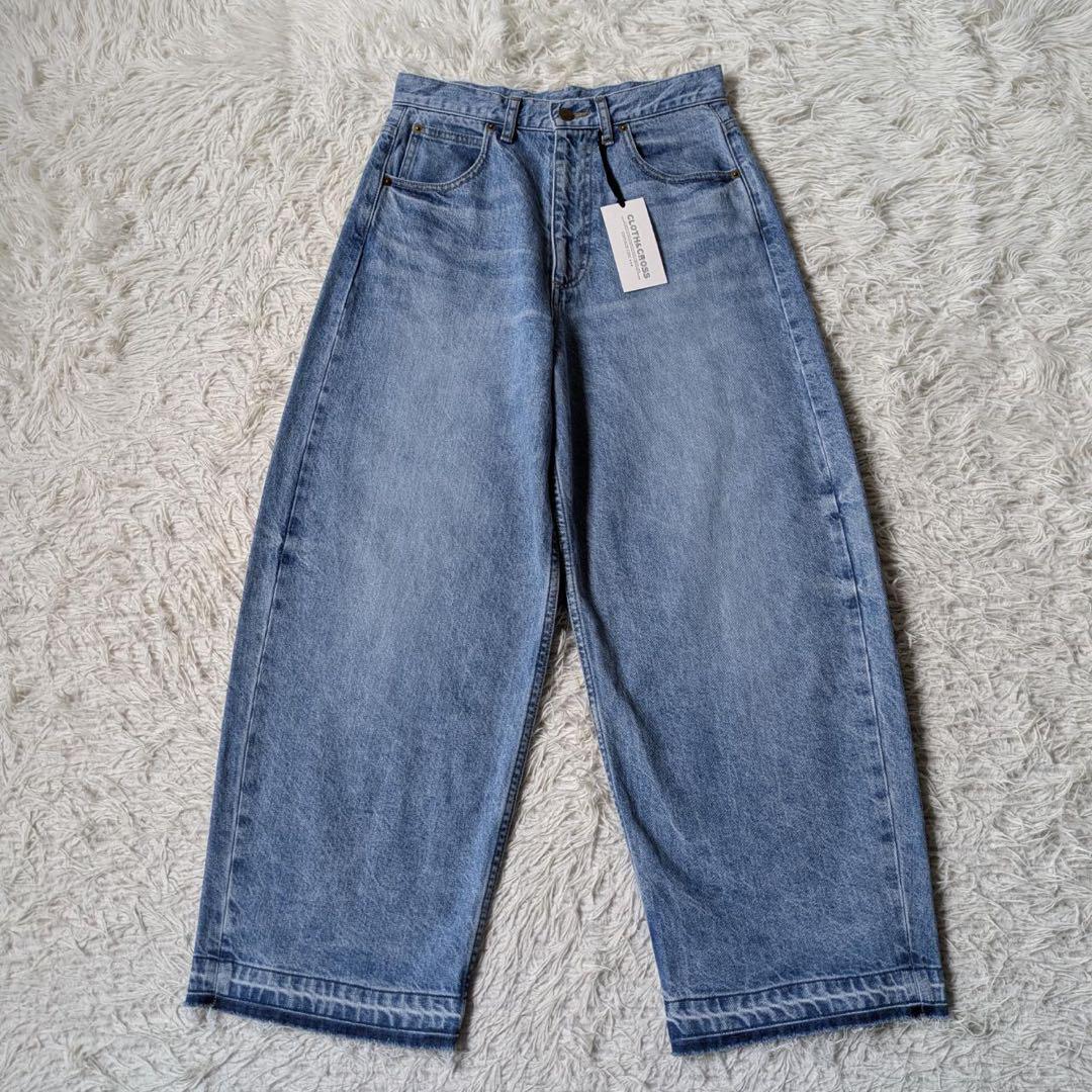 《Tag Included》 Hug O War / Cross & Cross Hem Fringe Curve Denim, Size S