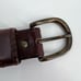 Vintage Women's Real Leather Stitch Point Adjustable Buckle Belt Brown One Size