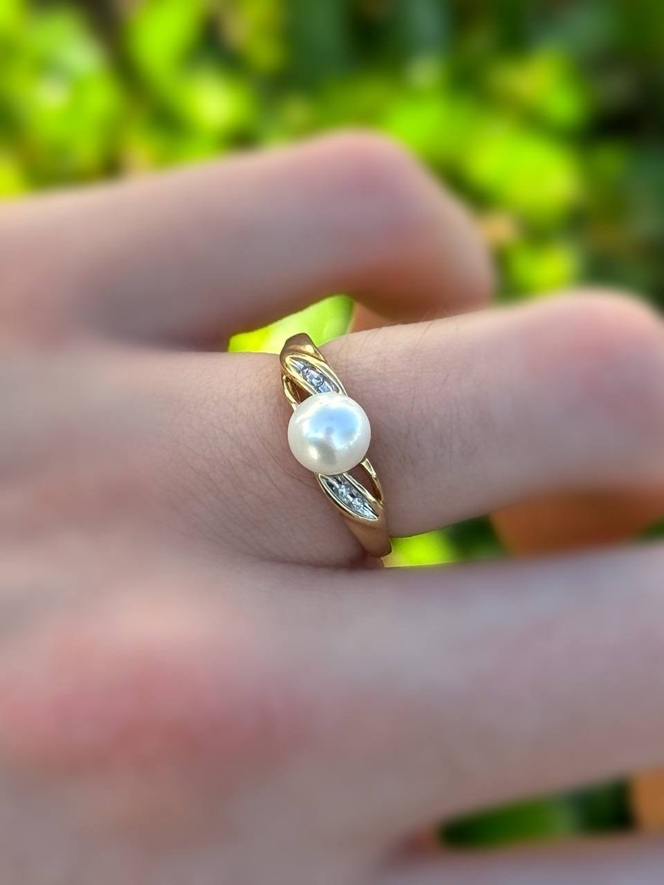 Jewelry 10k solid yellow gold 1.30CTW peal diamonds ring sz 7.00