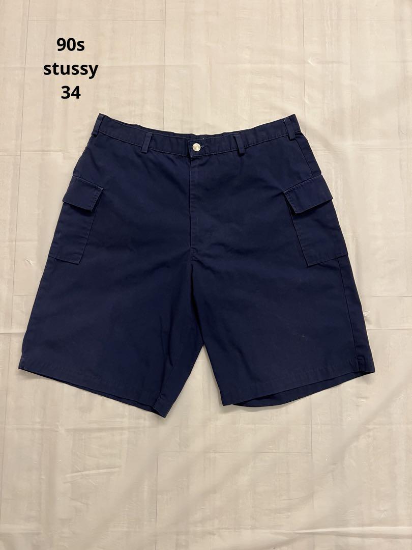 90s Stussy short cargo pants size 34 in navy blue.