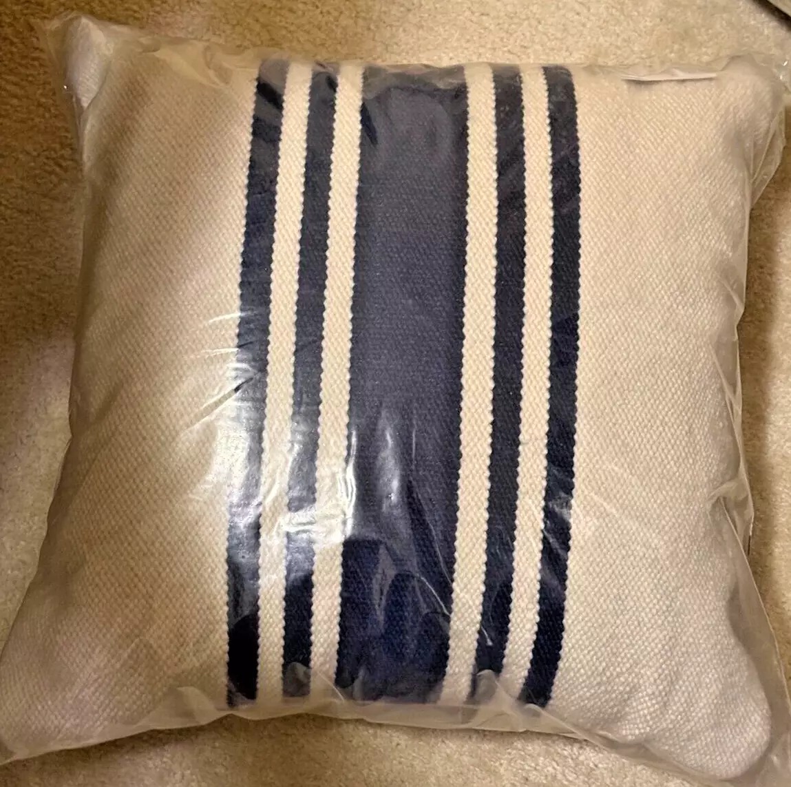 20 Pottery Barn Outdoor Modern Farmhouse Stripe Pillow Navy Blue 3363398