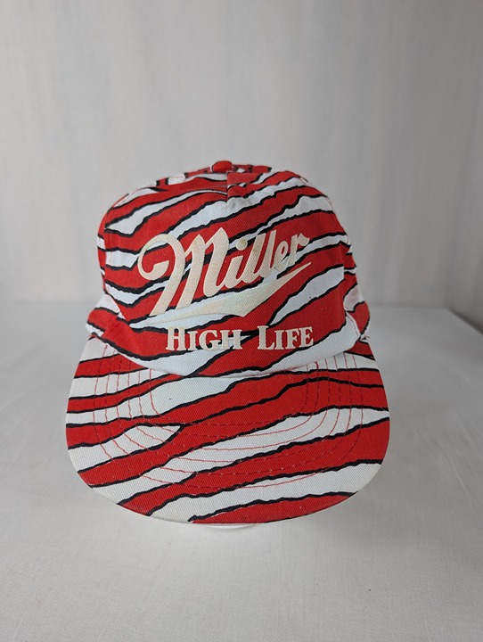 Miller High Life Red Zebra Stripes Hat Snapback Vintage Baseball Cap Beer Logo