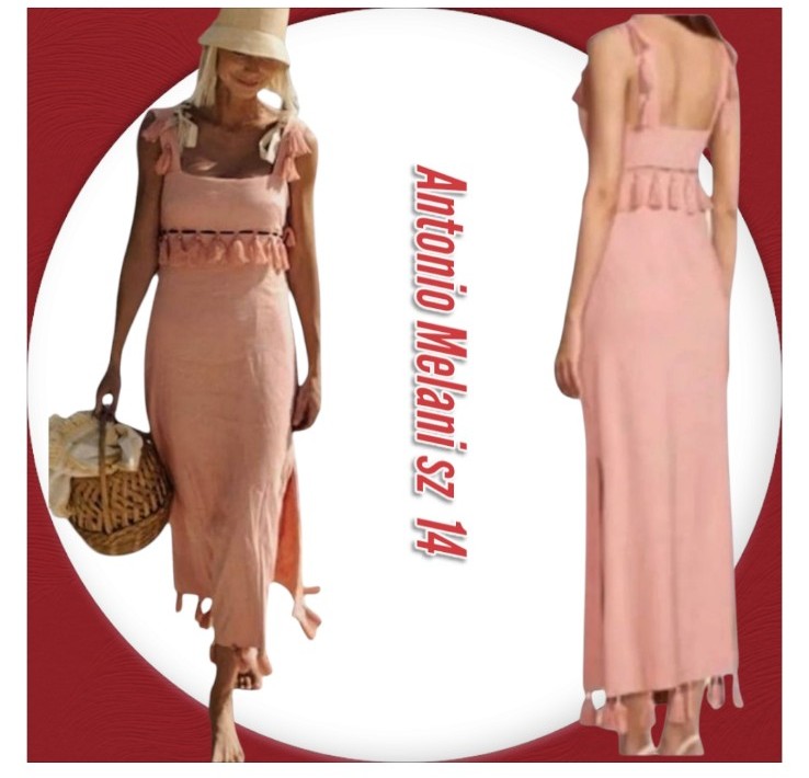 Antonio Melani X Nat Note Cici Tassel Linen Fringe Maxi Dress