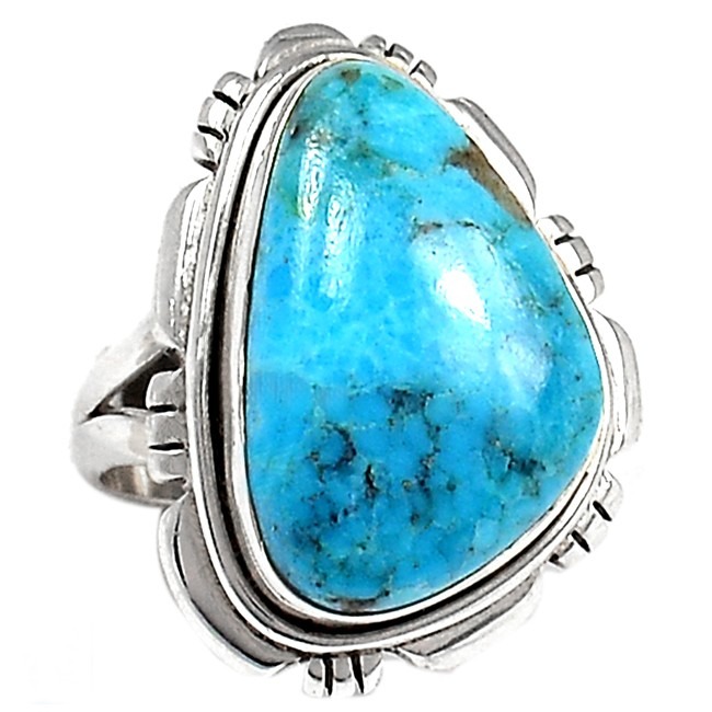 New - Sleeping Beauty Arizona Turquoise 925 Sterling Silver Ring - Size 7