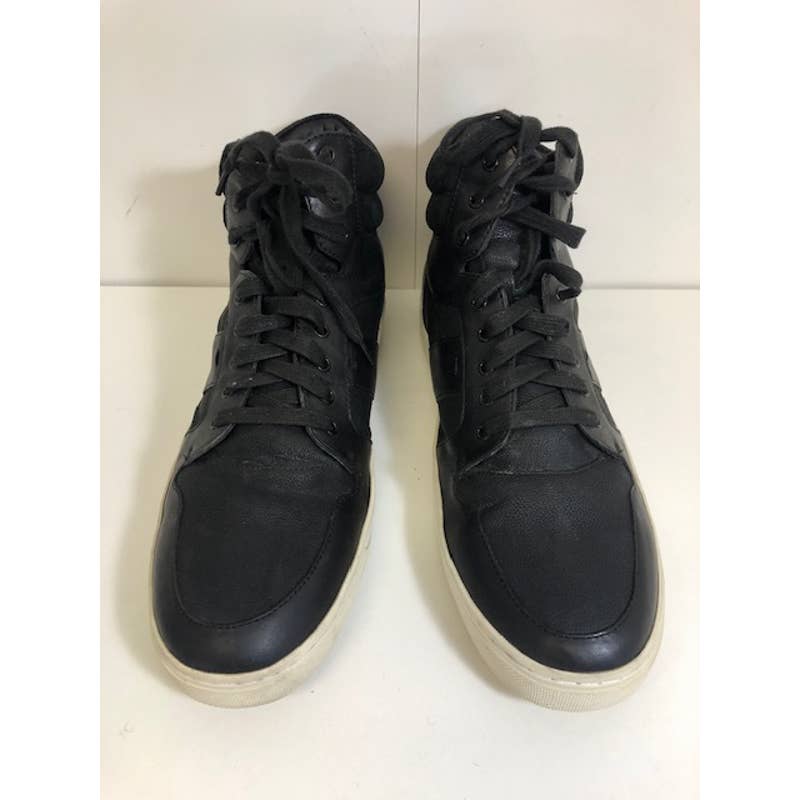 Vince Closed Toe Hi Top Lace-Up Sneaker Shoes Leather Black Men's US 11.5M