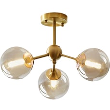 KCO Lighting Glass Globe Sputnik Chandelier 3-Light Brass Gold Close to Ceiling