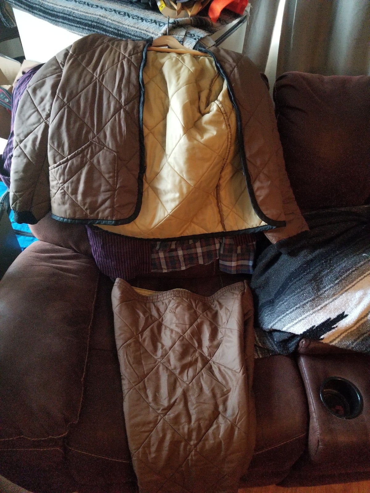 Vinatge Sears Sports Center Matching Brown Nylon Jacket & Pants Mens Medium