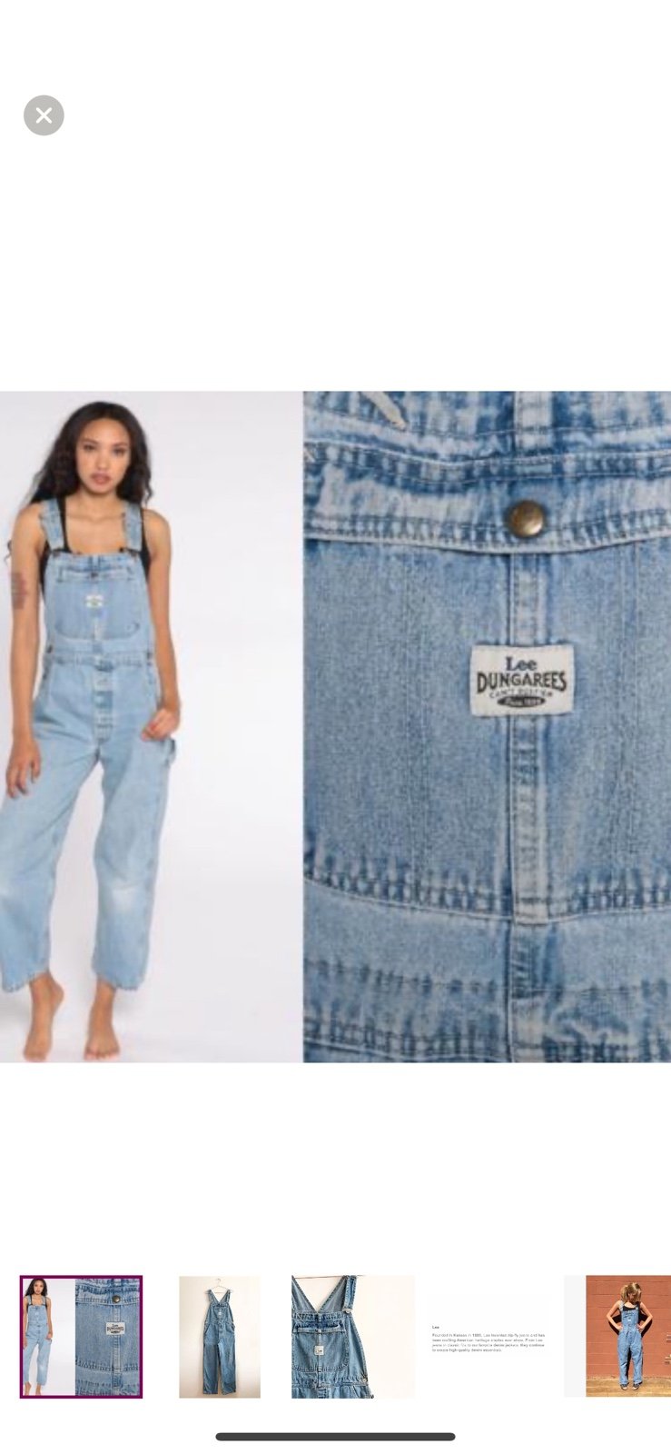 Lee Vintage Bib Overalls Denim Throwback Farmer Chore Tomgirl Dungarees M USA