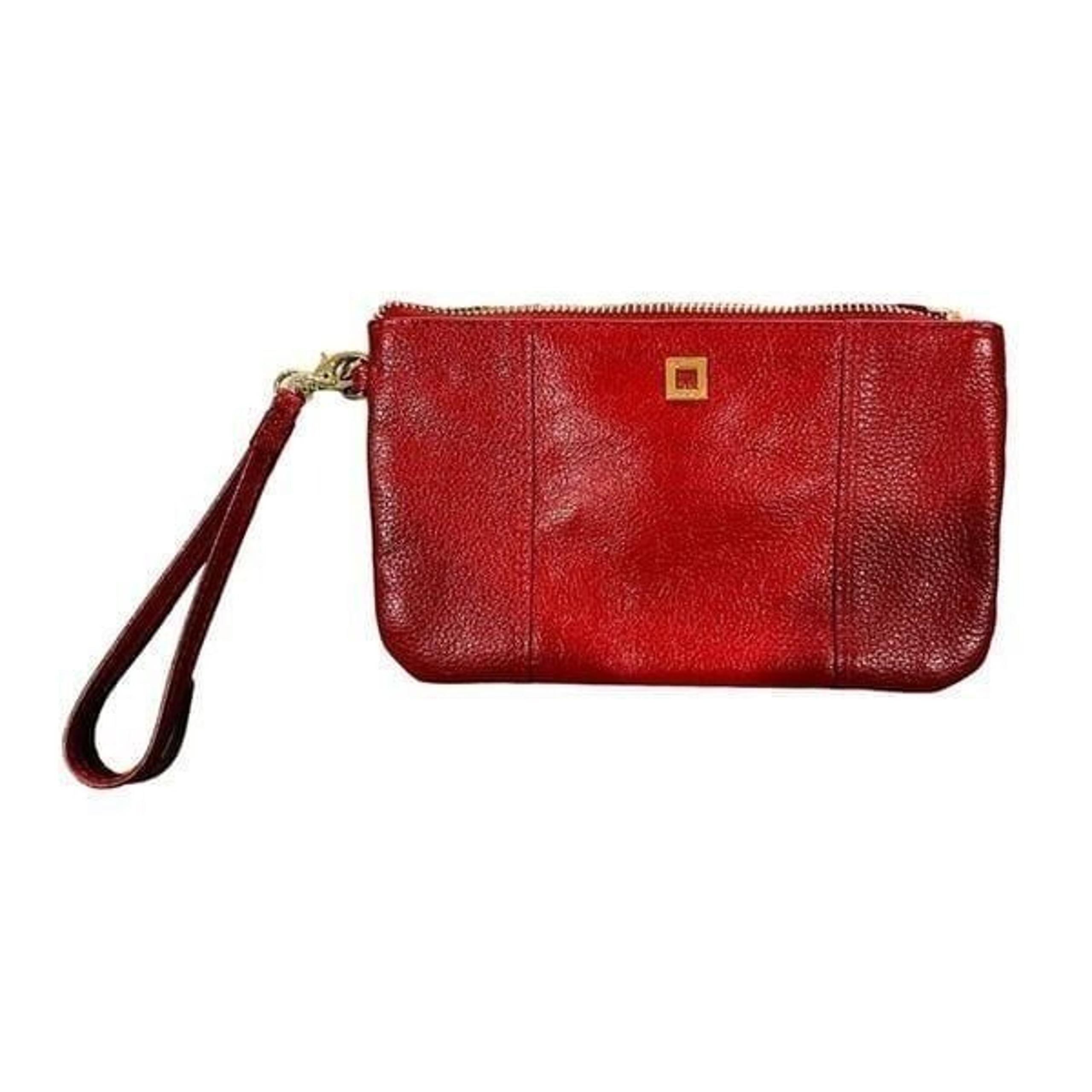 Lodis Olivia Red Leather Wristlet Pouch