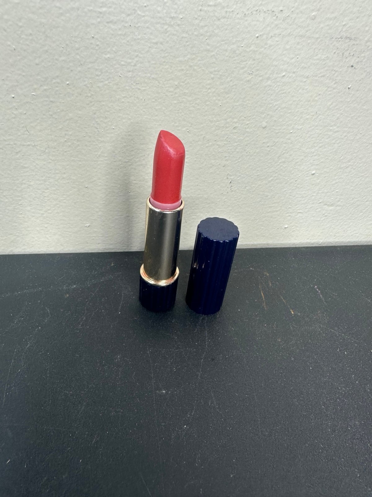 Estée Lauder All Day Lipstick in Frosted Apricot Blue Ribbed Tube Collectible