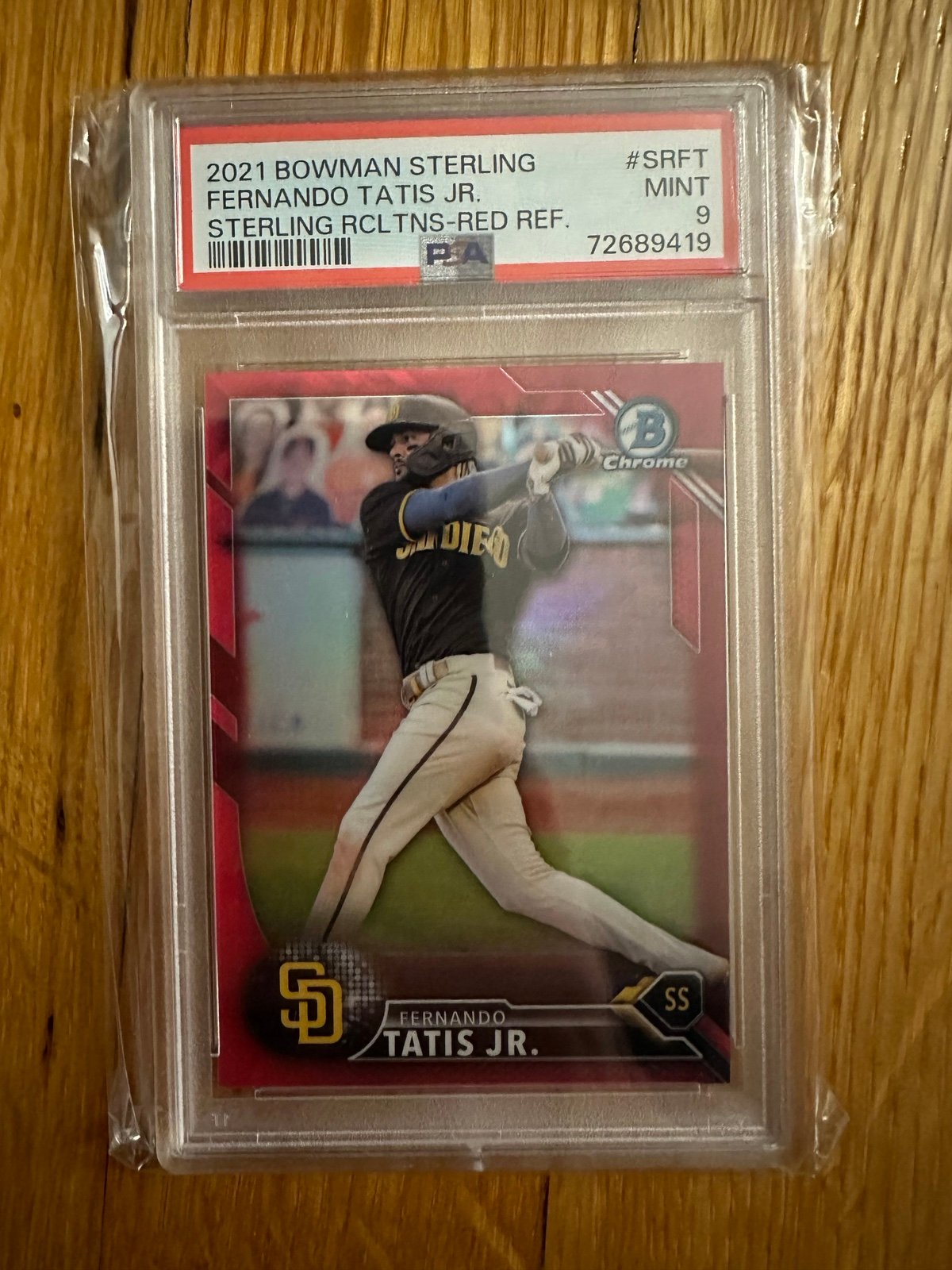 2021 Bowman Fernando Tatís Jr. of the San Diego Padres RUBY RED 1/5 PSA 9 MINT