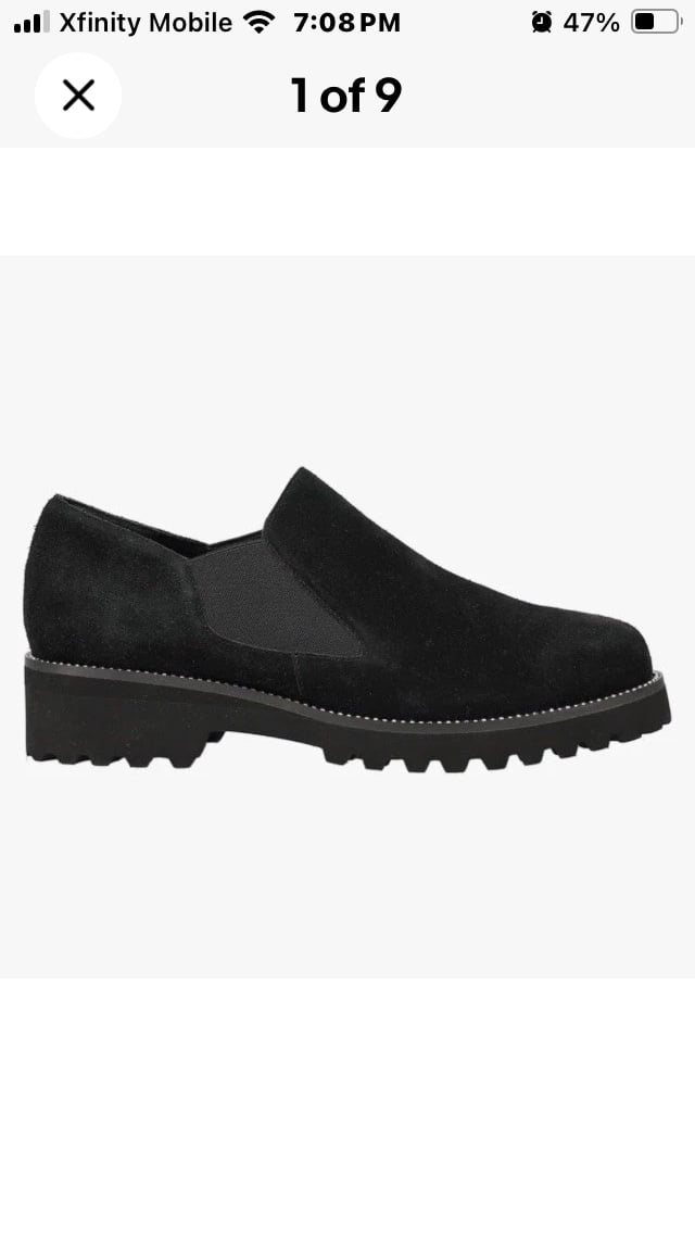 Vaneli Zivana Suede Black Slip On Lug Sole Silver Stud Women Shoes 8.5 Exc Cond