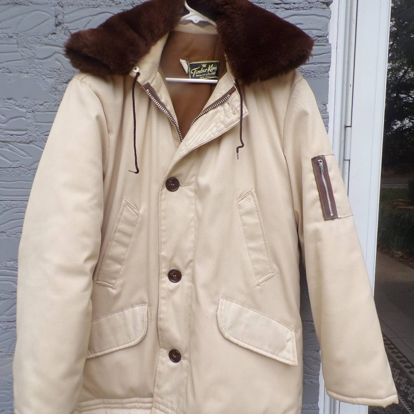 TIMBER KING Men's Quality Jacket / Coat Faux Fur Hood Insulated Lining Size Med