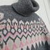 Burgess Cotton cashmere Women's Sm Sweater Grey Pink Cream Winter Nordic Bulky