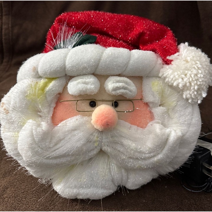 Fibre Optic Changing Colors Santa Claus Face Decoration Tested Works VIDEO Avail