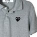 Comme des Garçons Play Grey Piqué Polo with Black Heart Appliqué Size M/L