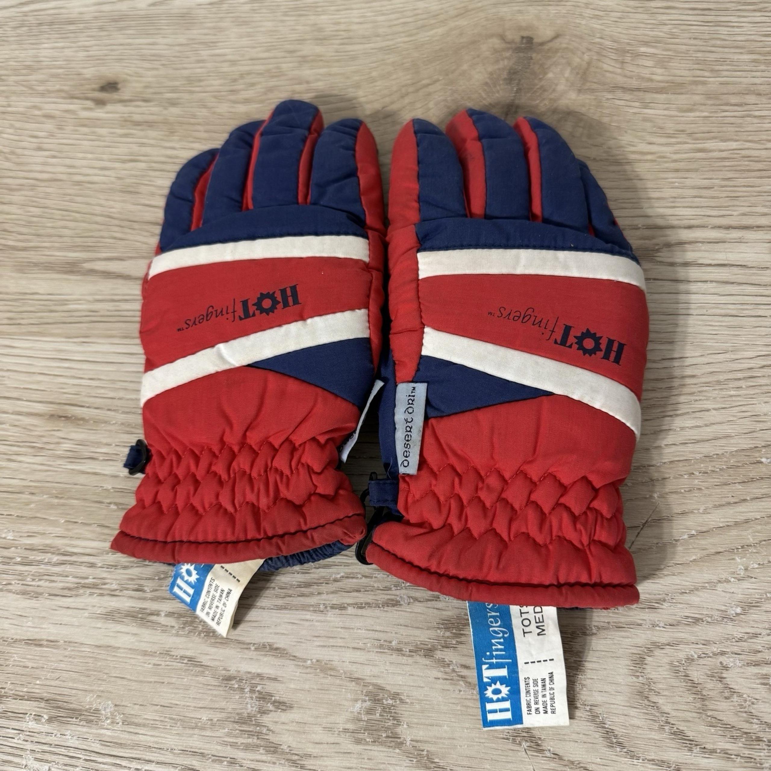 Hot Fingers Red Blue White Childrens Winter Ski Gloves Size M Tots