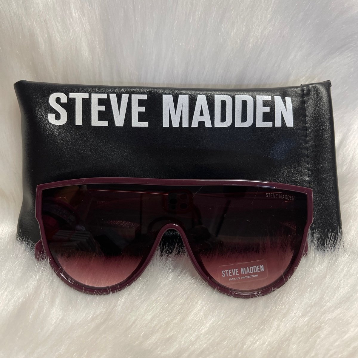 Steve Madden Nigel Crystal Burgundy Sunglasses