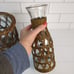 Vintage Wicker Rattan Woven Wrapped Glass Wine Chiller Carafe Boho Rustic Decor