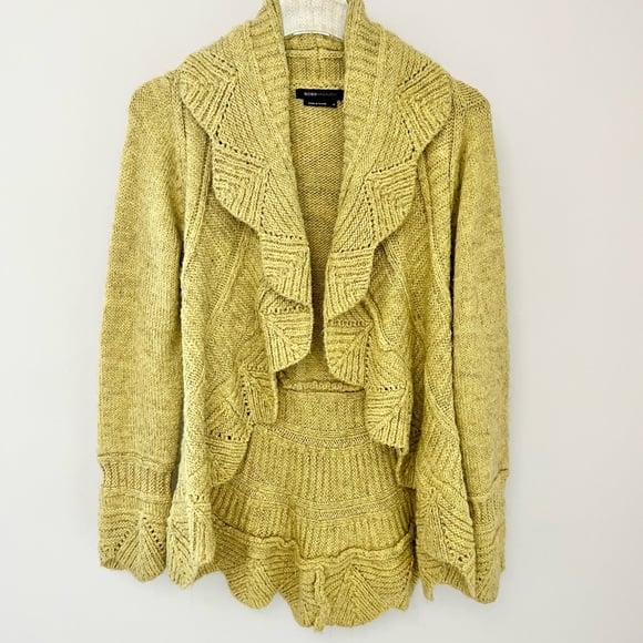 BCBGMaxAzria Goldenrod Knit Ruffle Cardigan Sweater