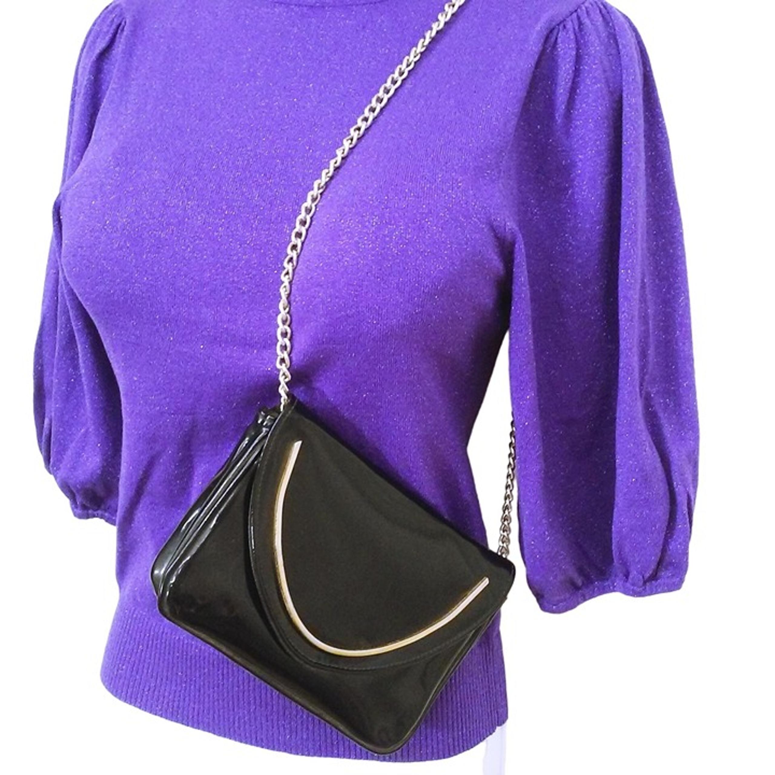 Vintage 60s Walborg Hong Kong Crossbody Mod Retro Metal-Chain Clutch Purse Vinyl