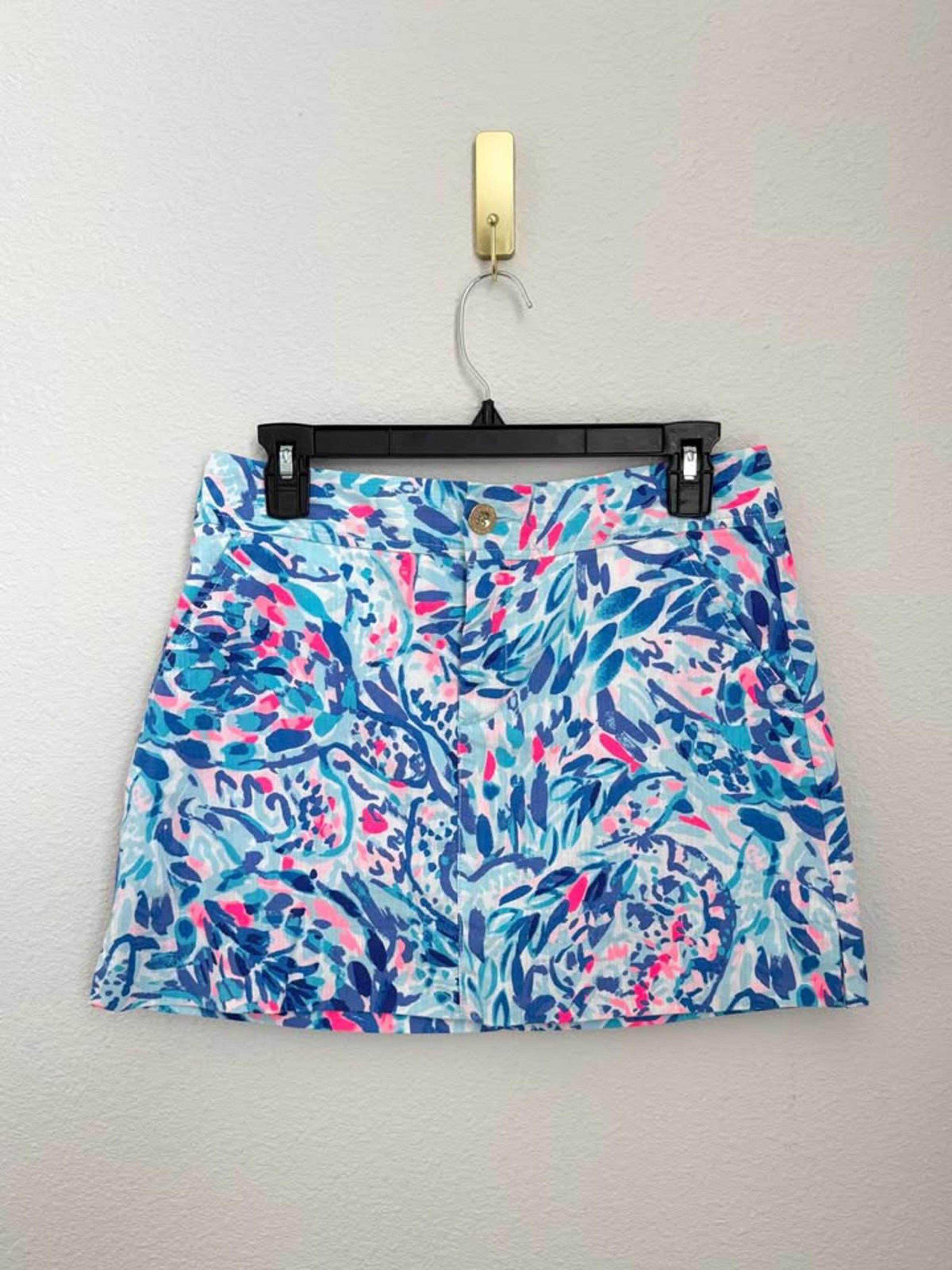 Lilly Pulitzer Womens Cotton Lined Tropical Preppy Mini Skirt Sz 4