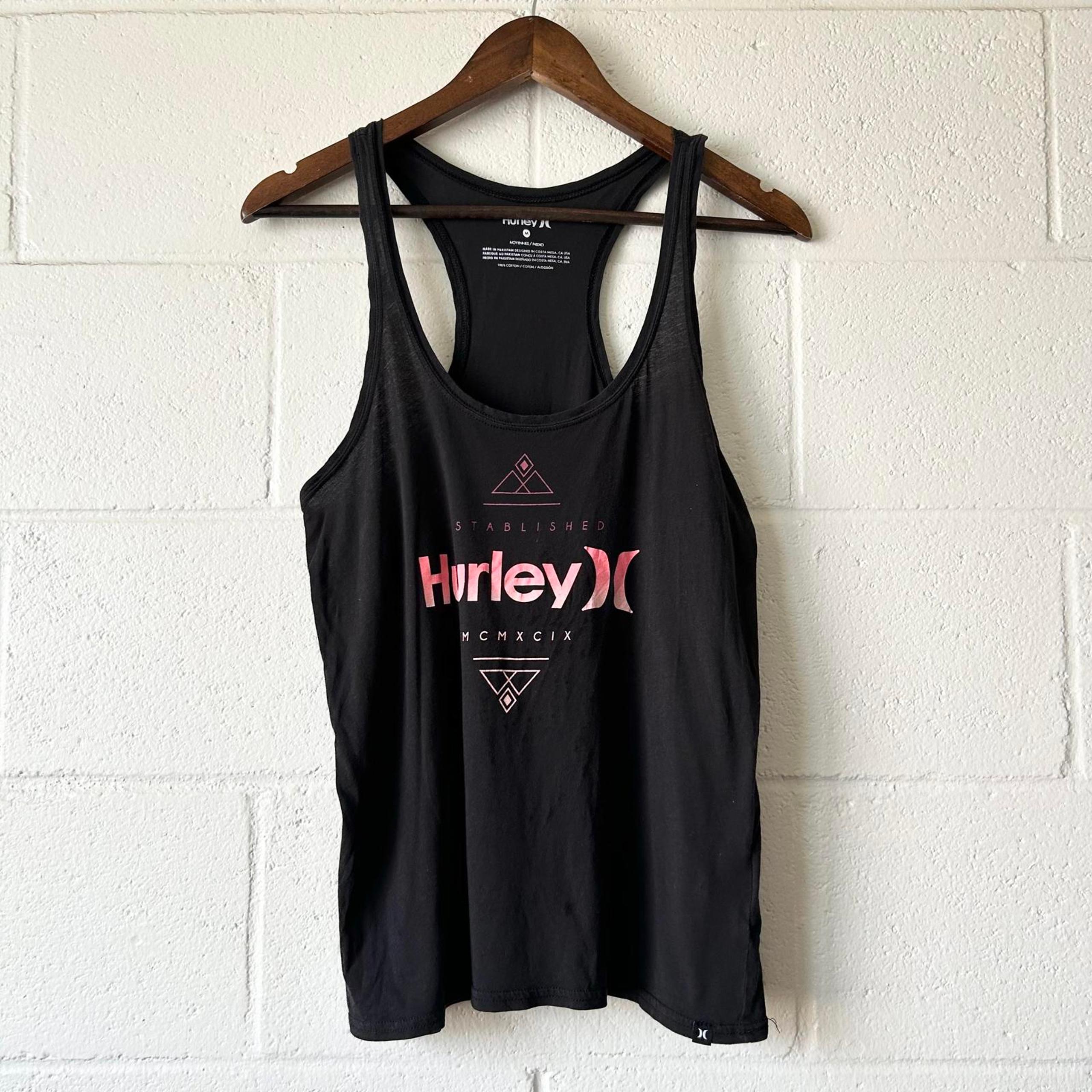 Hurley Black Graphic Sleeveless Racerback Tank Top Womens Medium