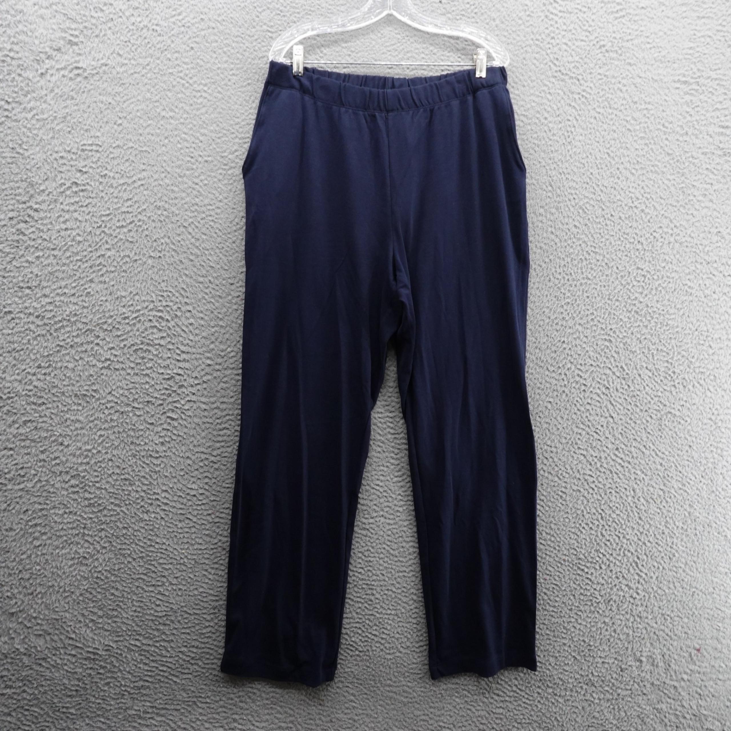 Lands End Sport Knit Straight Leg Pants Size Large Blue Womens ComfyCasual NEW