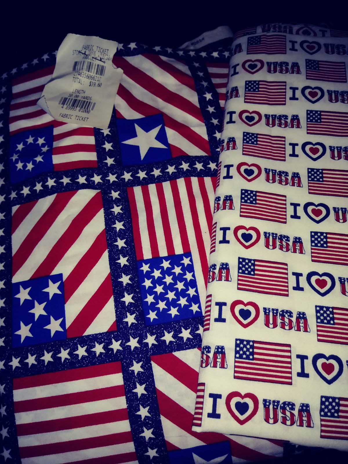 17.5 yards patriotic cotton fabric