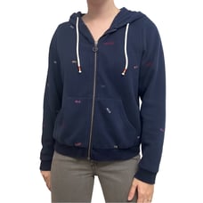 Marine Layer Hoodie Blue Full Zip Hello Embroidered Casual Women’s Size Large