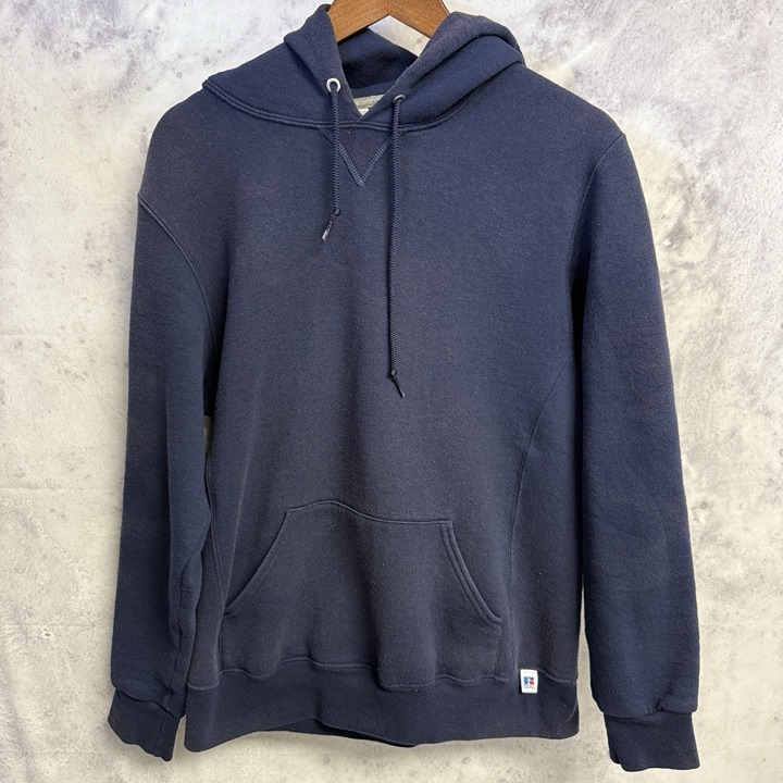 Russell Athletic Hoodie Sweatshirt Blue Blank Mens Medium