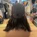 Human hair blend dark brown bob wavy wig