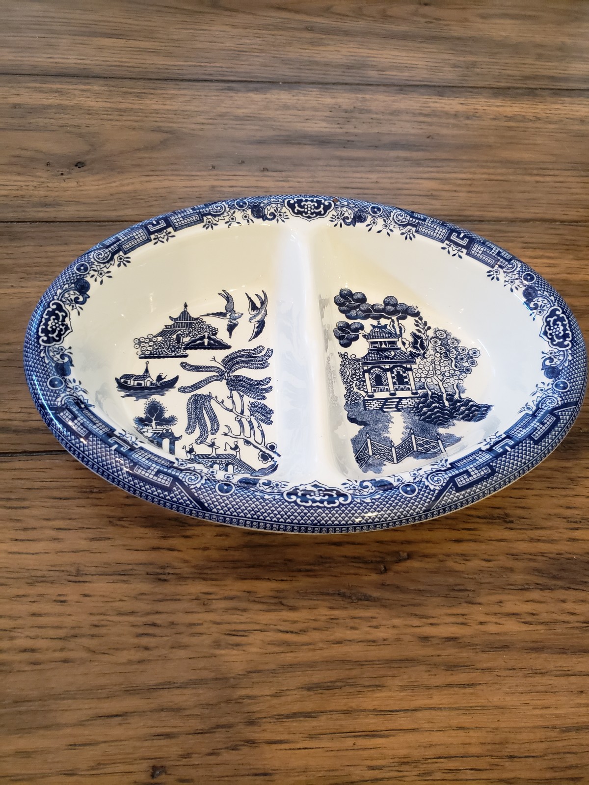 Churchill Blue Willow Divided Dish