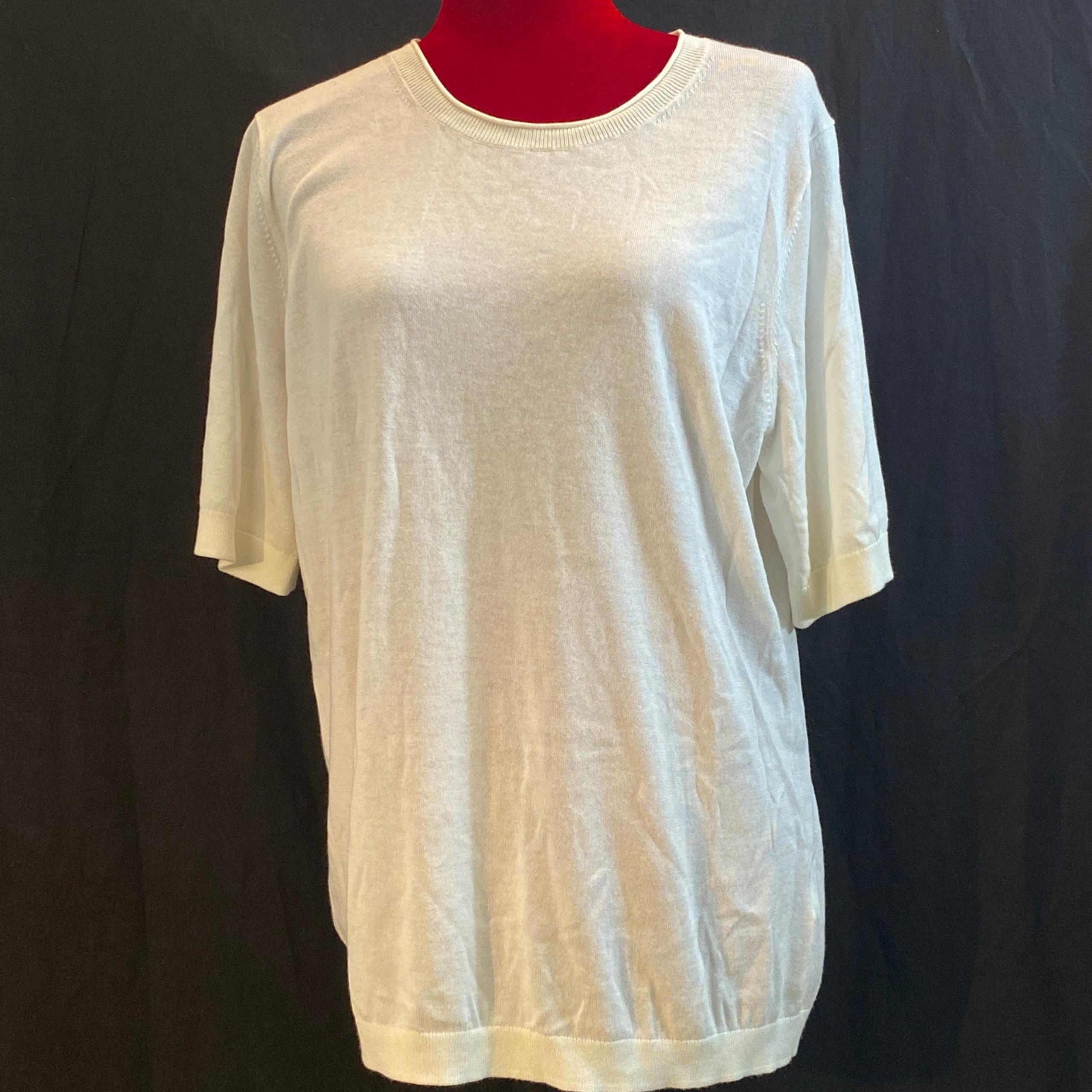 banana republic off white knitted t shirt tee shirt women's xl cotton blend euc
