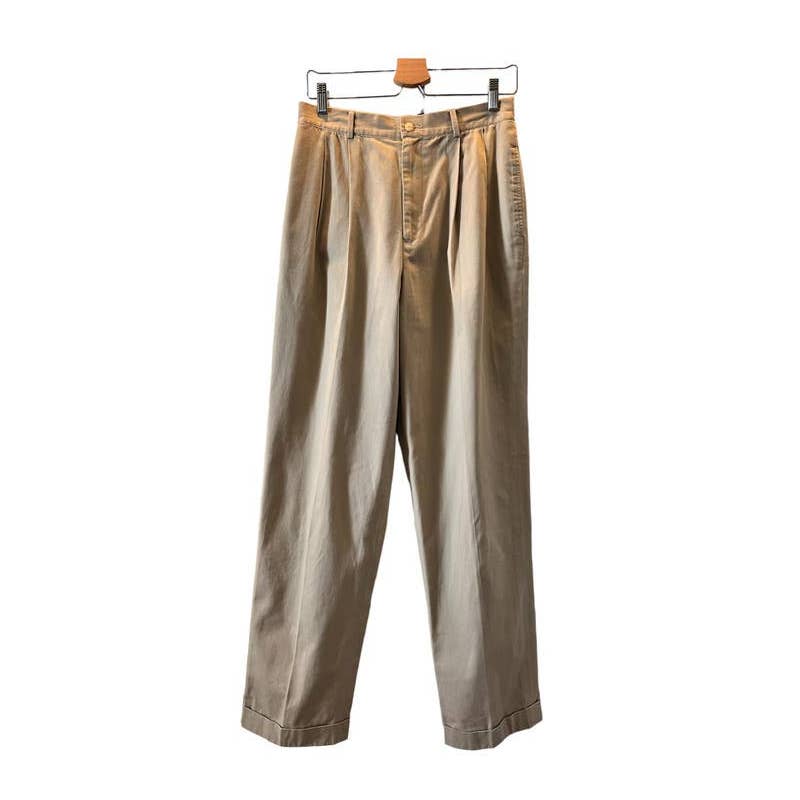 Polo Logo Sport Ralph Lauren Wide Leg High Rise Pants Trousers Size 10 Khaki Tan