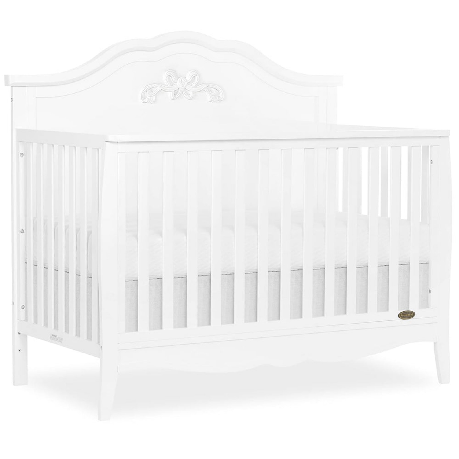 SweetPea Baby Jasmine 4-in-1 Convertible Crib in White,3 Mattress Height Setting