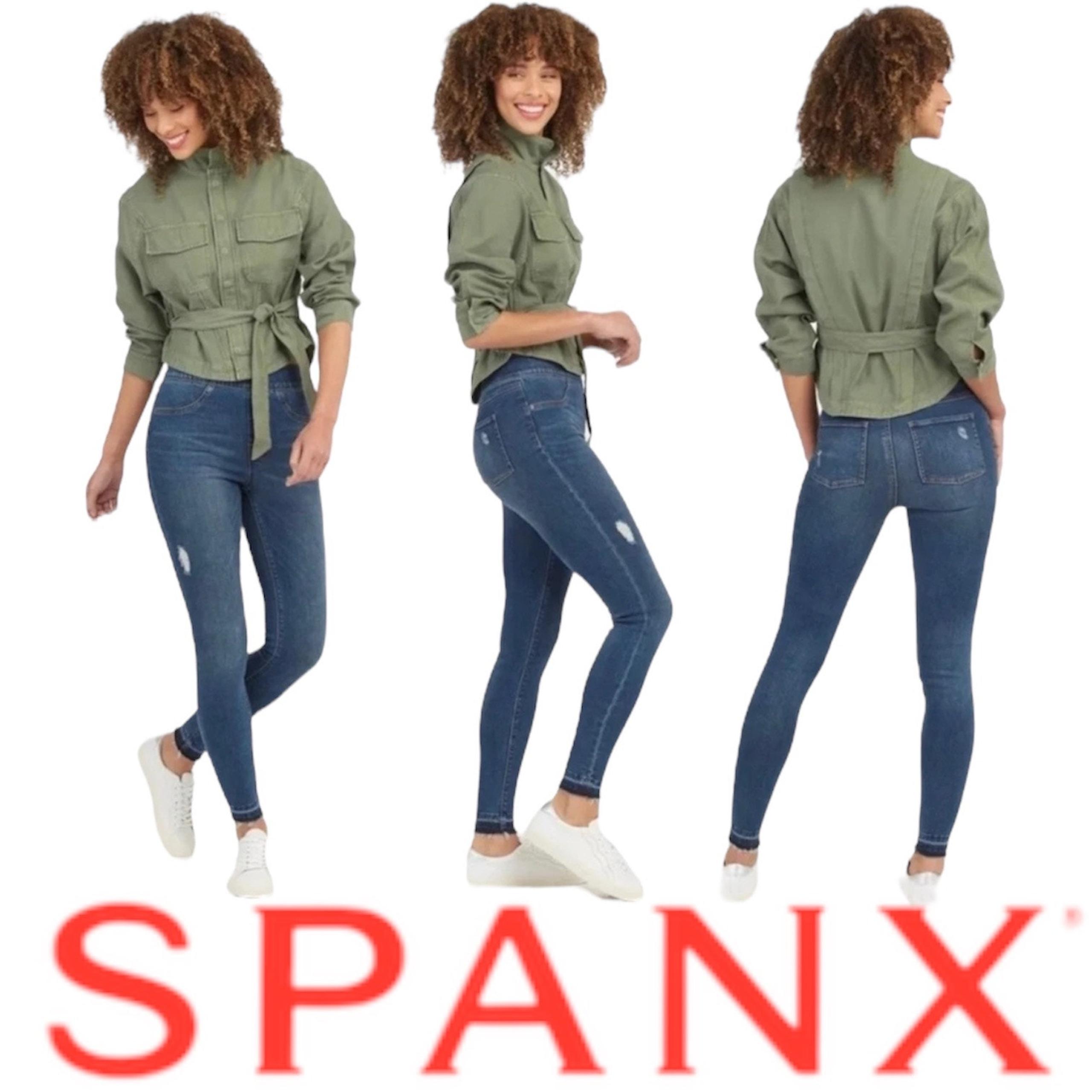 SPANX Distressed Ankle Skinny Jean/Jegging Medium Wash Size Womens M Medium