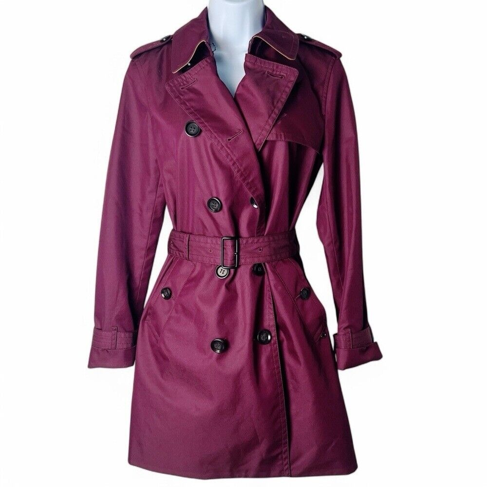 Coach - Women's Trench Coat F34024 Wine Burgundy - Sz. S