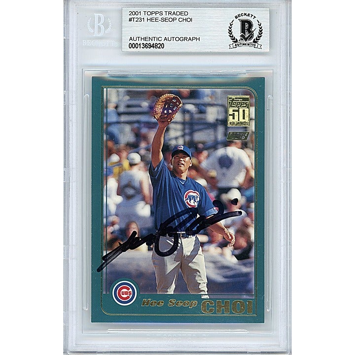 Hee Seop Choi Signed 2001 Topps Traded Baseball Card Cubs Beckett BAS Autograph