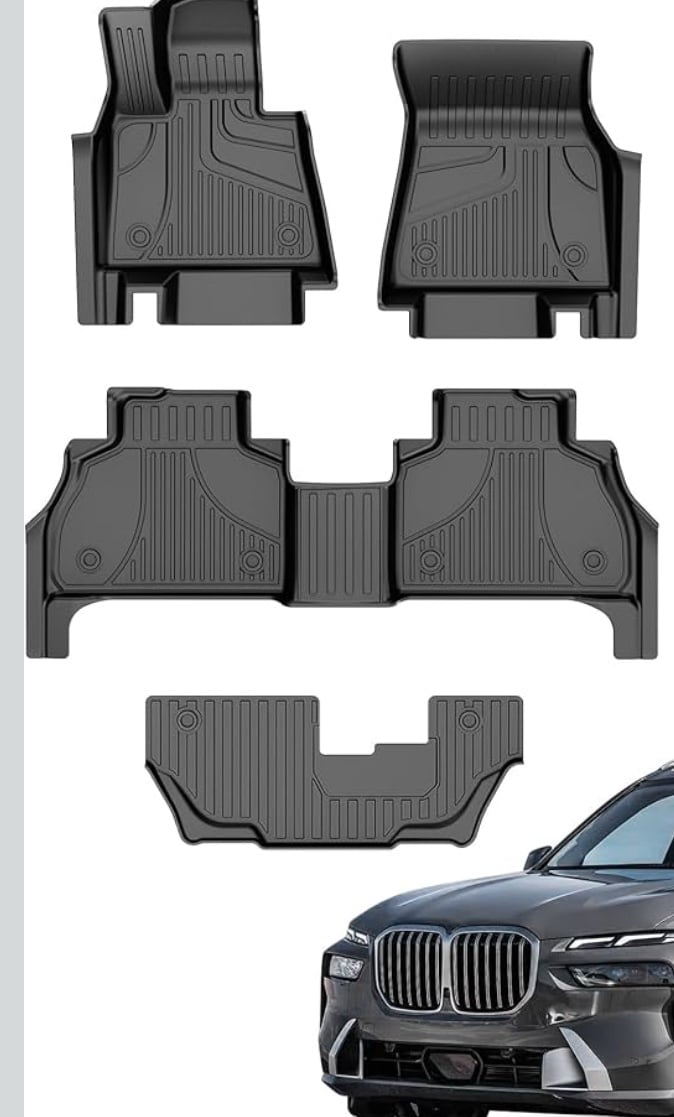 Floor Mats & Cargo Liner & Backrest Mat for BMW X7 2019-2024 2025 Only 7-Seater