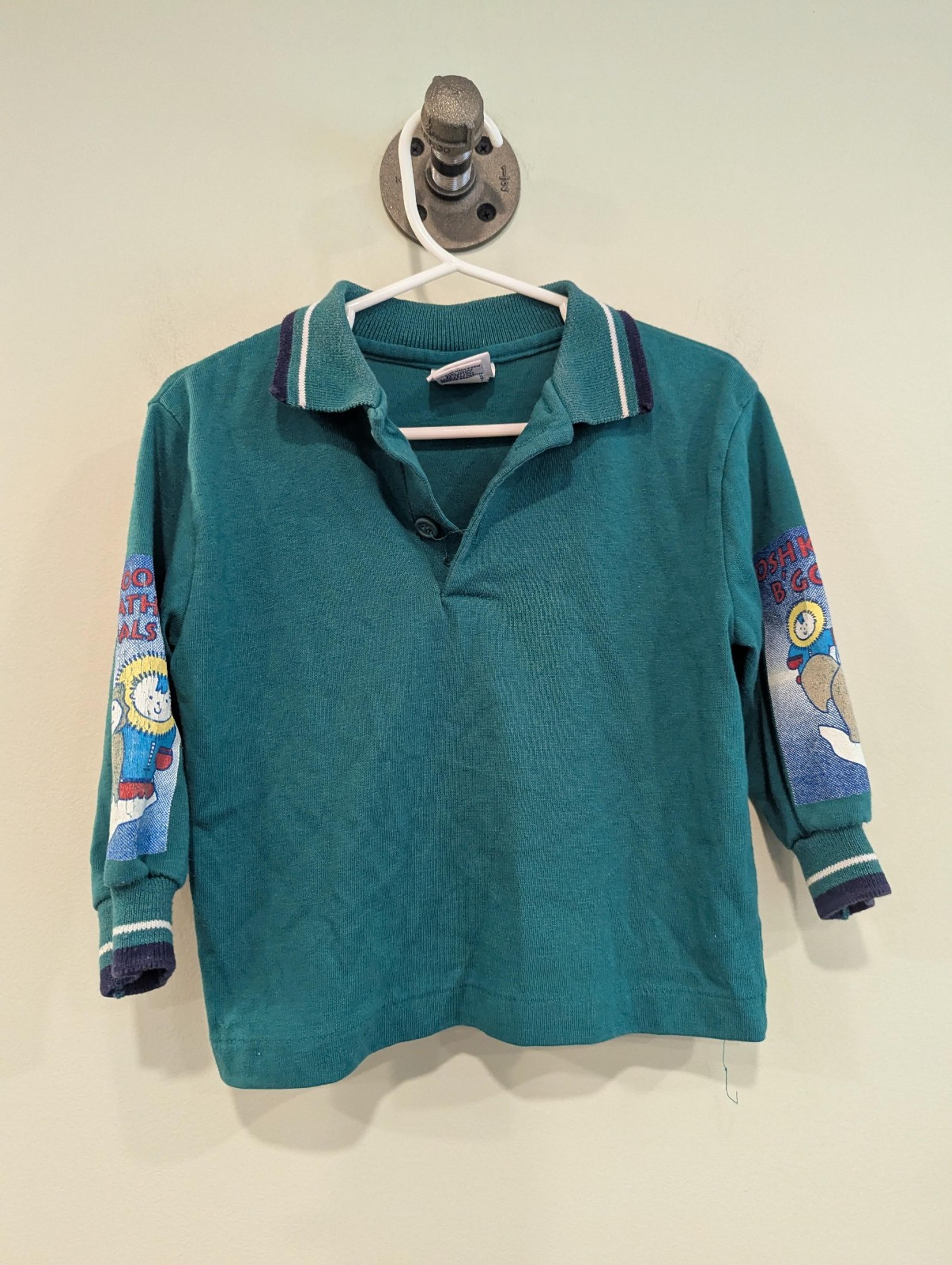 Vintage Osh Kosh Made in USA Green Polo Size 2t