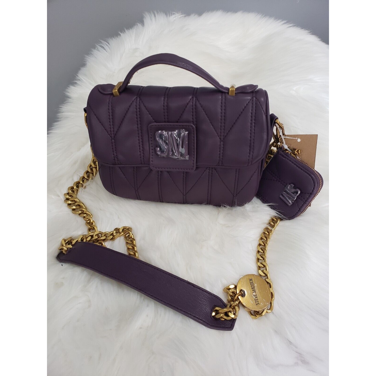 NEW RARE BEET ROOT COURTNEY Steve Madden Crossbody gold quilted purple