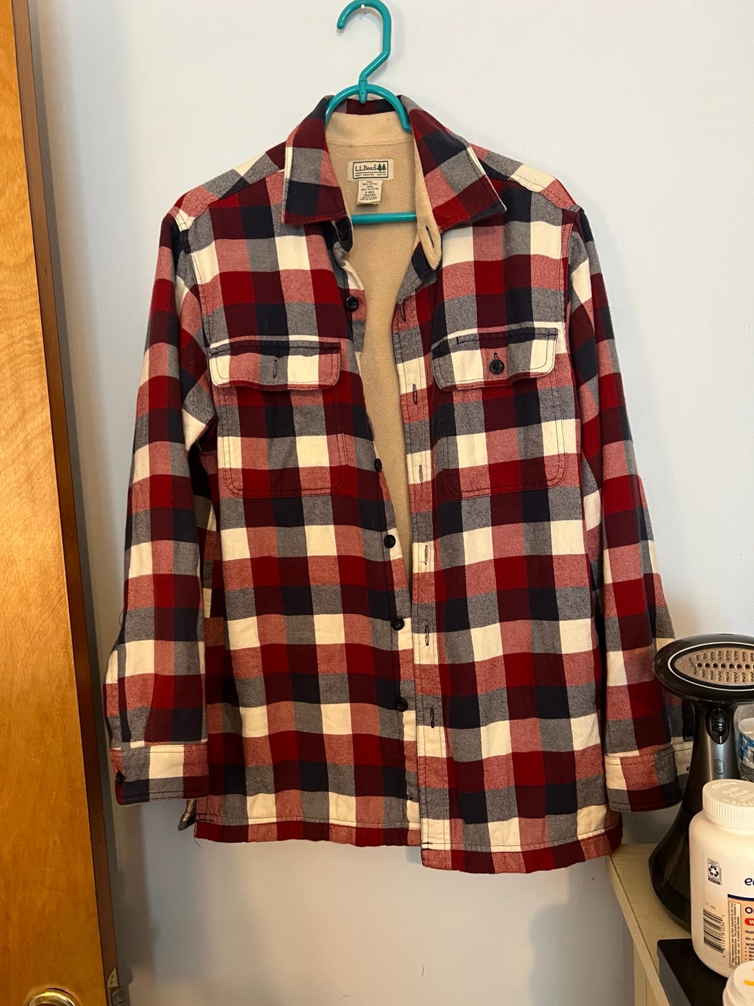 LL BEAN Men S Fleece Lined Plaid Flannel Button Up Shirt Multi Color Work Chore - L.L. Bean