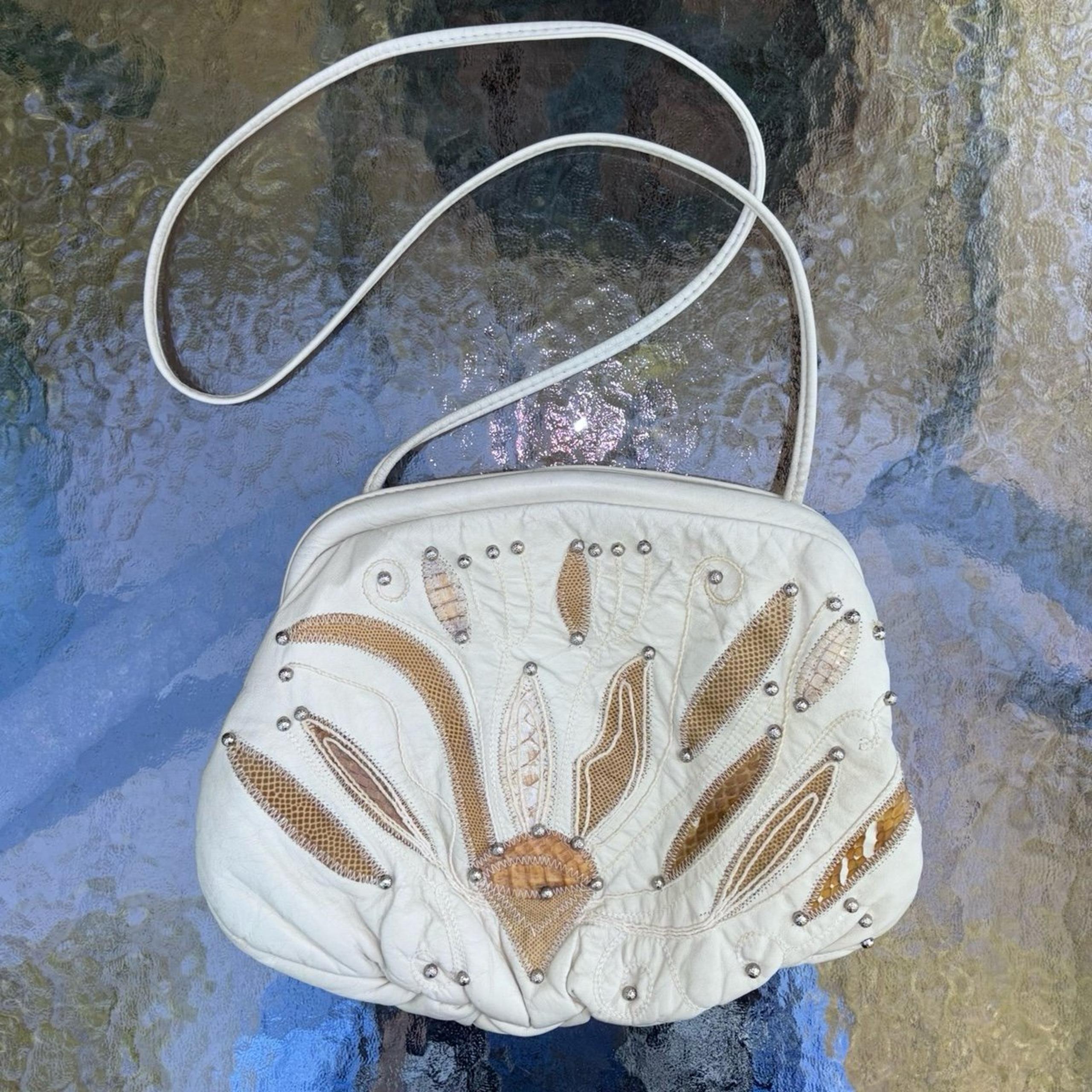 Vintage genuine snakeskin leather cowhide shoulder purse