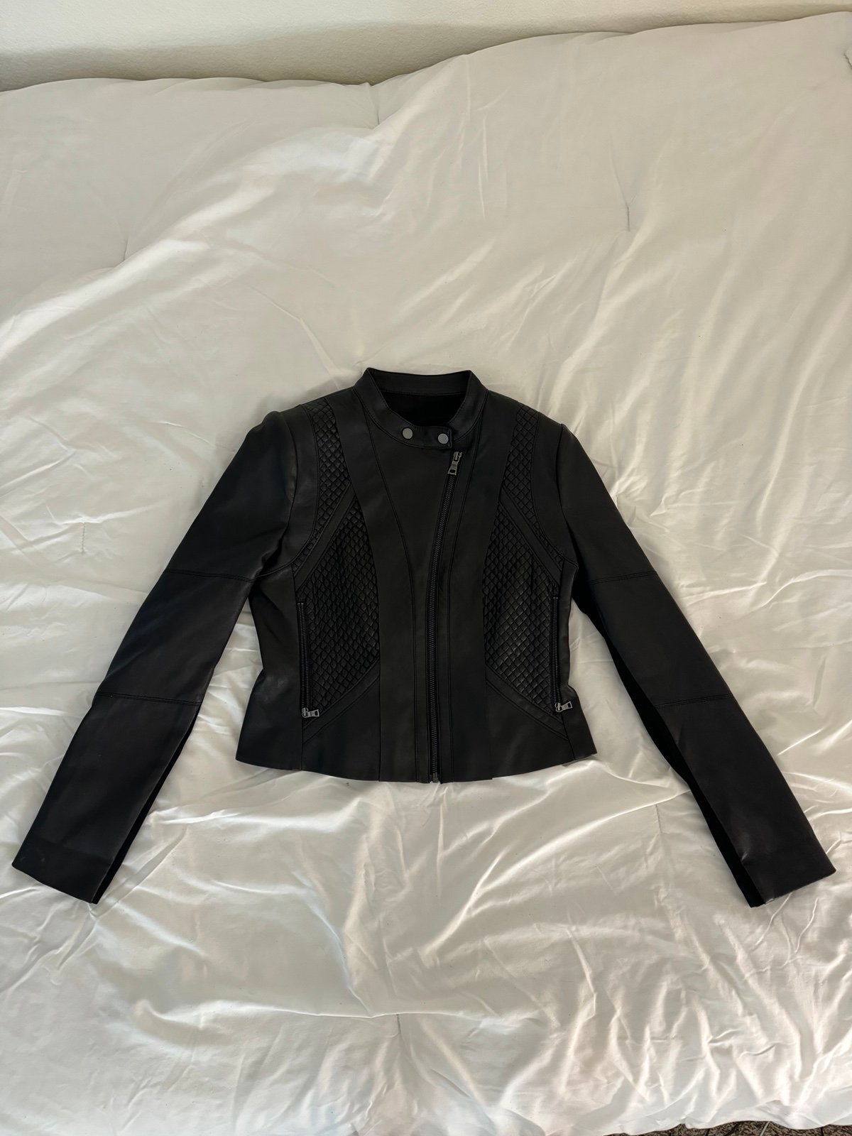 black leather moto jacket