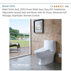 Toilet seat with a bidet (toto), dryer, warm seat and night light