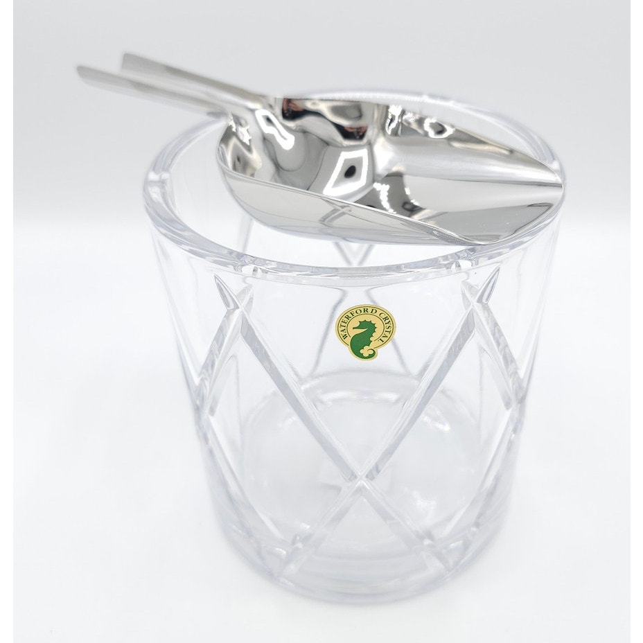 Waterford Olann Crystal Ice Bucket With Steel Ice Scoop 48 oz
