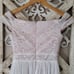Morgan & Co Women's Off the Shoulder Lace Chiffon Overlay Gown in Ivory Nude