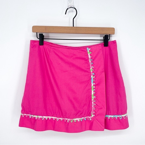 Lilly Pulitzer Preppy Solid Pink Skort Colorful Trim Size 6