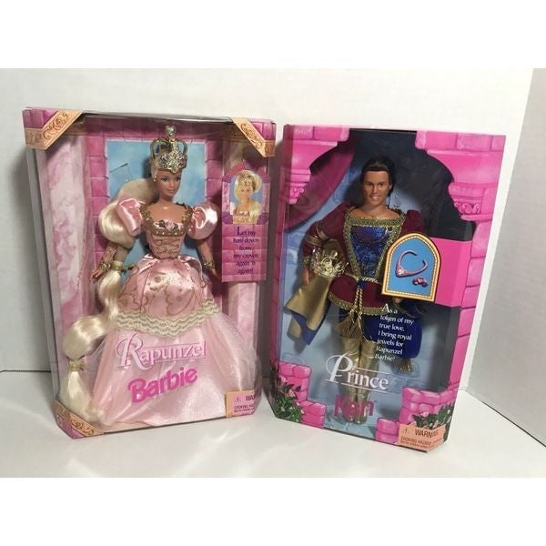 Rapunzel and Prince Ken Barbies Lot Set of 2 BNIB NRFB MIB